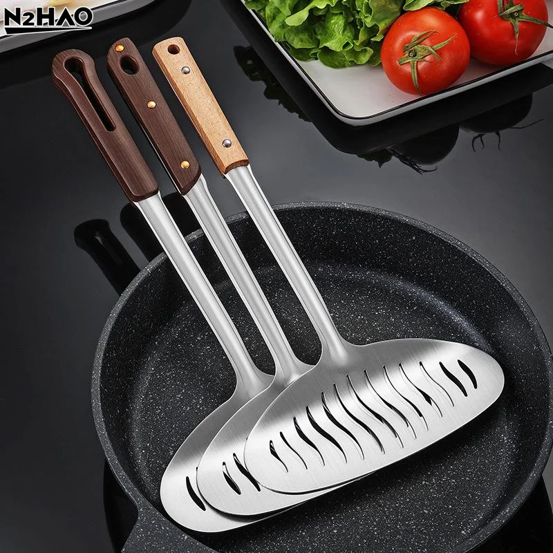 Large Stainless Steel Fish Frying Spatula Egg Pan Scoop Nonstick Long Handle Steak Slotted Flat Shovel Kitchen Cooking Tool