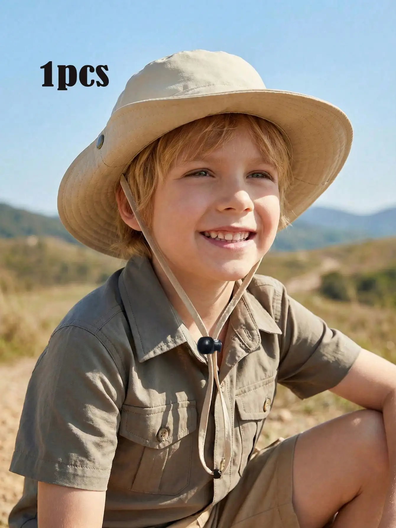 

1pcsBoys Girls Quick Dry Bucket Hat Summer Large Brim Sun Hat with Button Outdoor Camping Hiking Cap