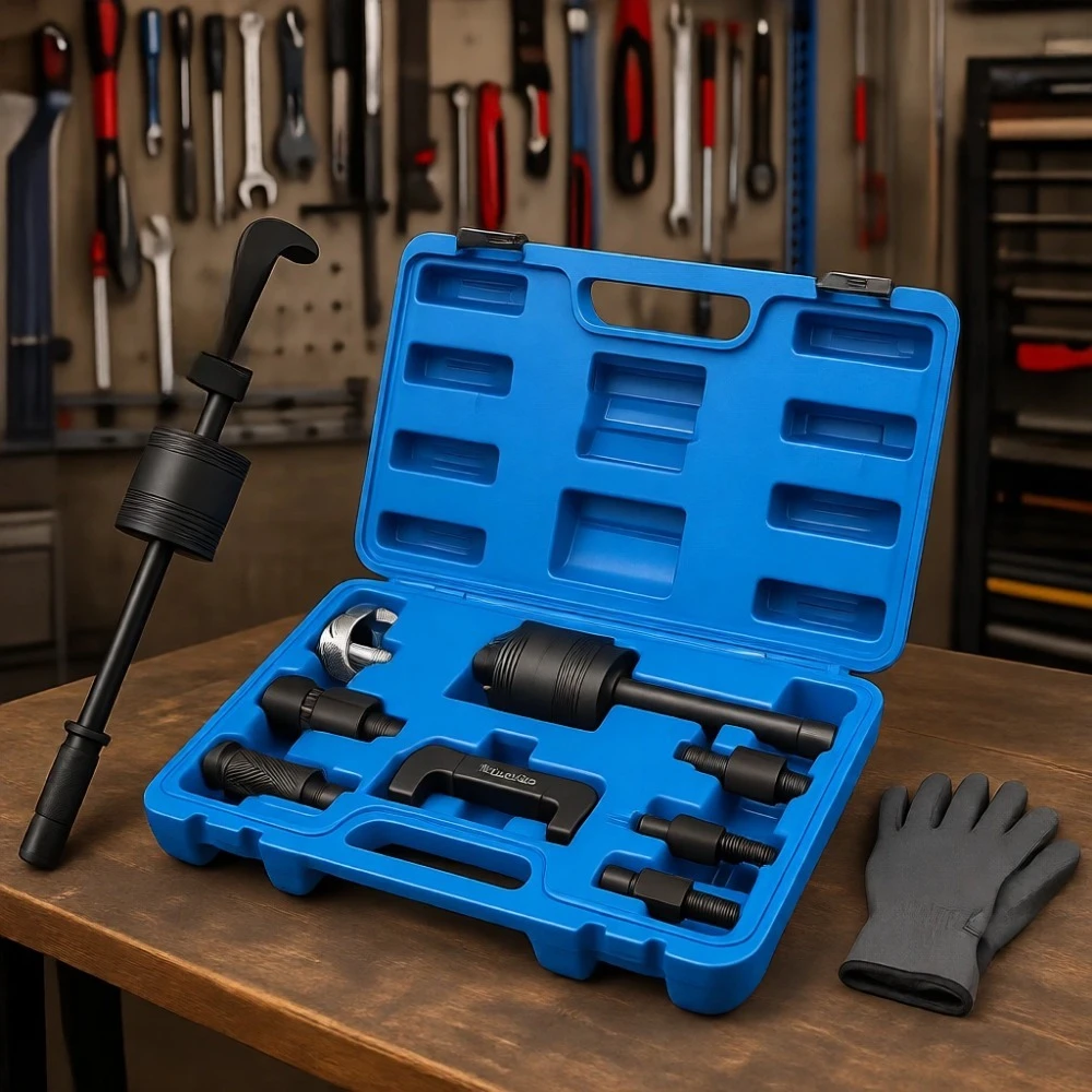 

Набор для снятия дизельных форсунок: экстрактор, обратный молоток, адаптеры для систем Common Rail