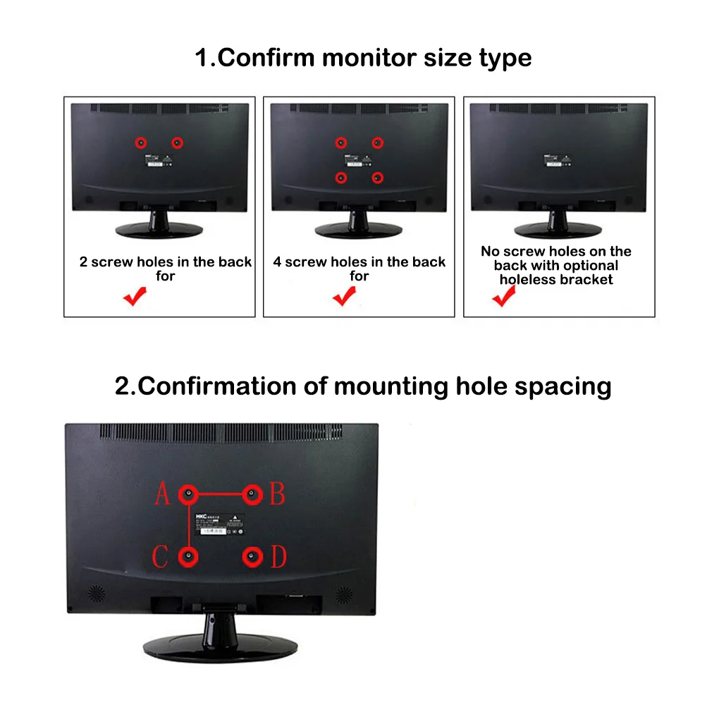 Faltbare Computer-Monitor-Ständerhalterung, VESA-Desktop-Regal, PC-LCD, vertikale Halterung, aufrechter Aufhänger, 75 x 75 mm, Unterstützung für 17–24 Zoll
