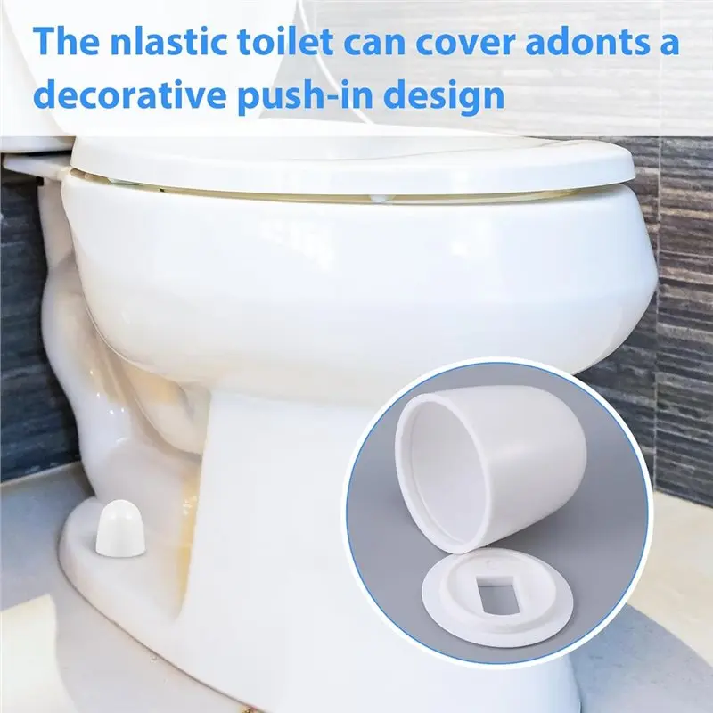 AB66-100Pcs Universal Toilet Bolt Caps Plastic Push On Toilet Screwcover Caps With Extra Washers For Easy Installation