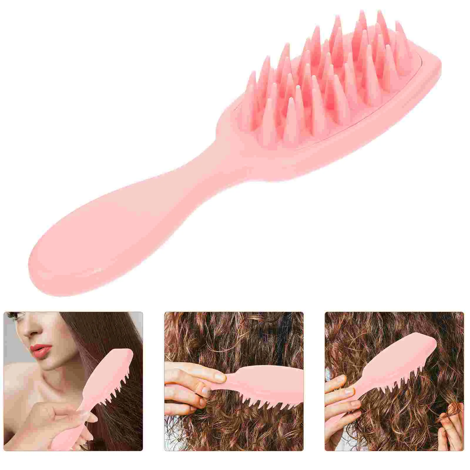 

Scalp Brush with Handle Hair Shampoo Massage Comb Home Tool Cleaning Head Scratcher (Pink) Massager for Shower Baby