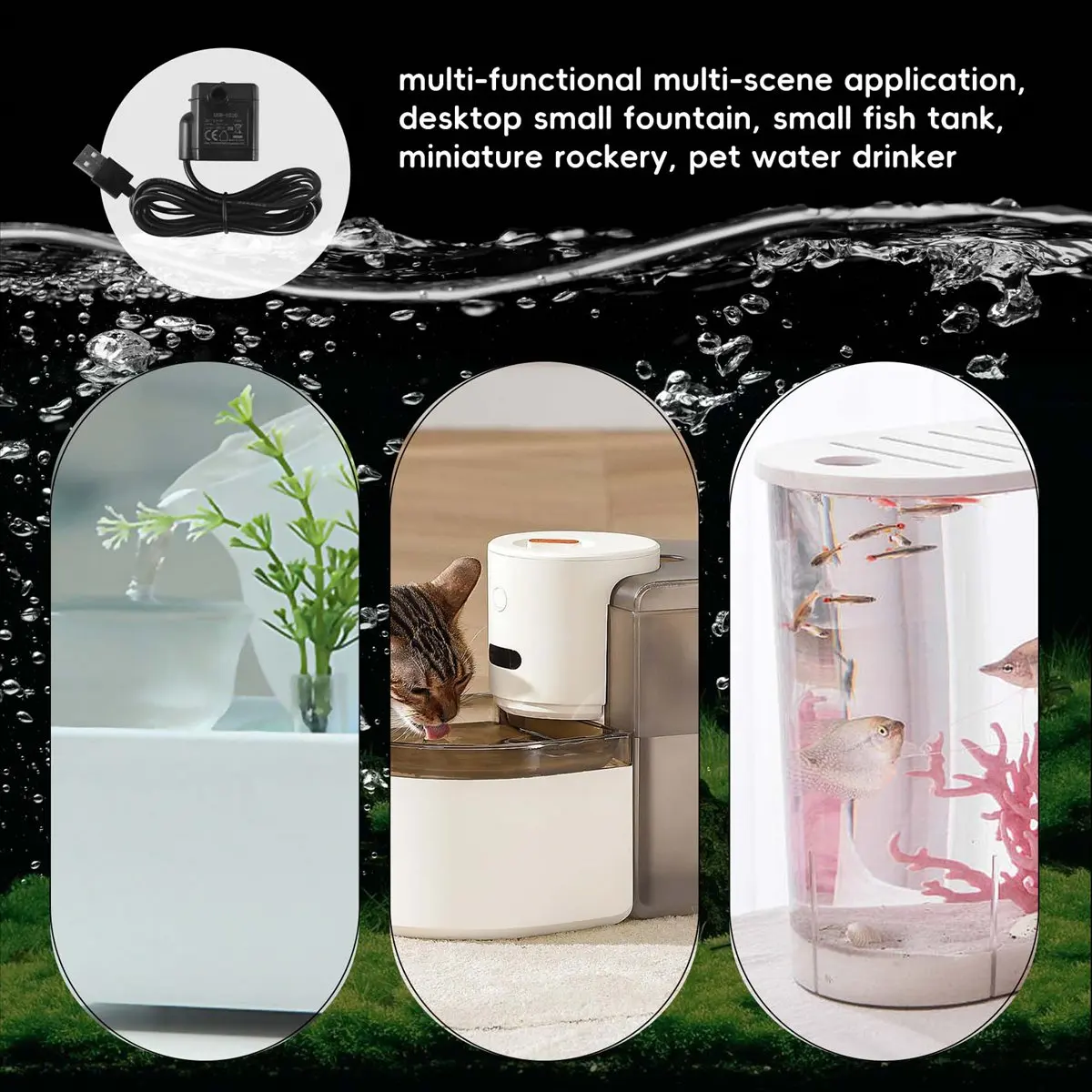 

AB09 Ultra-Quiet Mini Brushless Usb Water Pump 5V 70Cm Submersible Fountain Aquarium Circulating