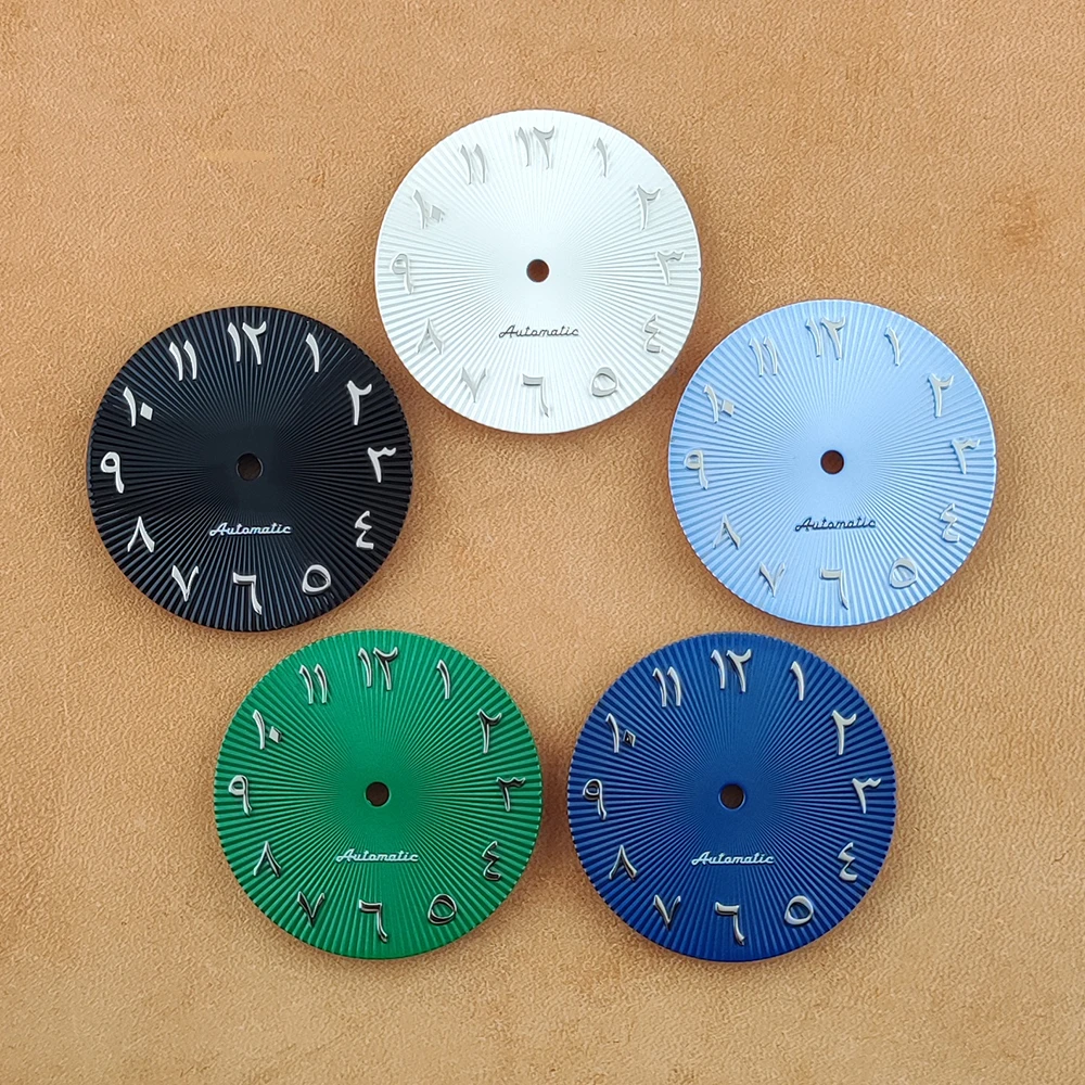 NH35 dial NH36 dial 28.5mm Arab dial no luminous corrugated dial Silver stainless steel convex Arabic dial Watch accessories