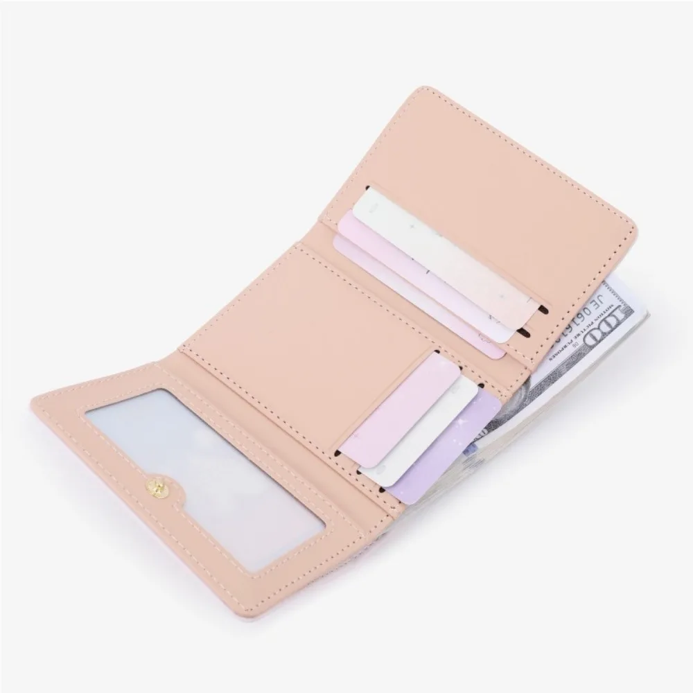 Carteras de conejo lindo de dibujos animados Mini monedero multifuncional PU carteras cortas bolso de tarjeta de mujer