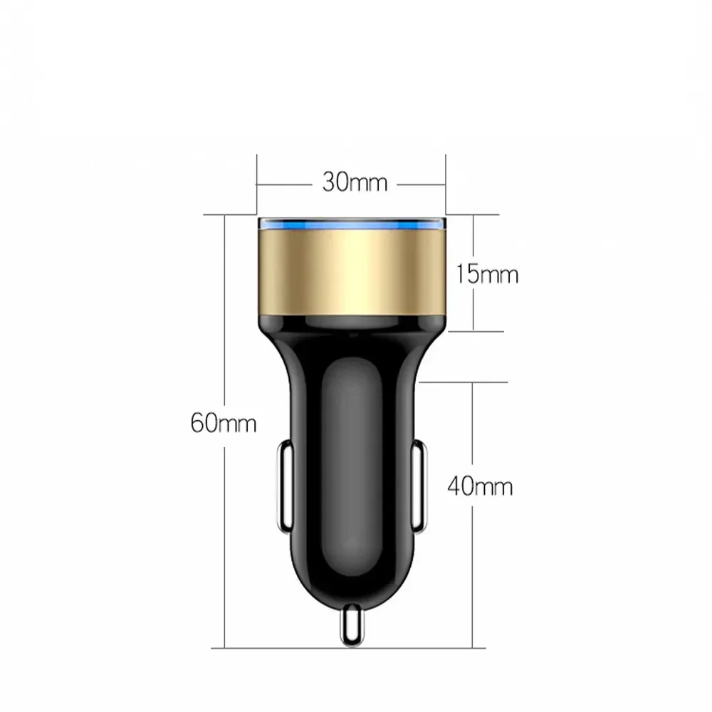 3A 15W Dual USB Car Charger Adapter Car Cigarette Lighter LED Voltmeter for All Type Mobile Phone Charger Smart Dual USB