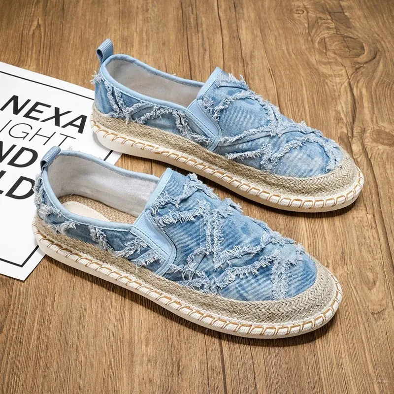 

Модель мужской повседневной обуви 2025 года - летние дизайнерские парусиновые сандалии - мужская парусиновая обувь - дышащие одиночные туфли - мужская обувь для вождения