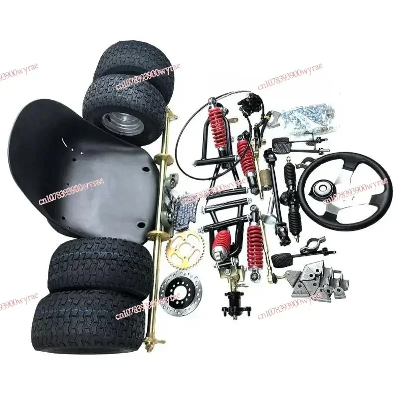 Go Kart 1M Axle Kit Off-road Modified Steering Suspension Rear Front and Disc Brake 7 Inch Wheel