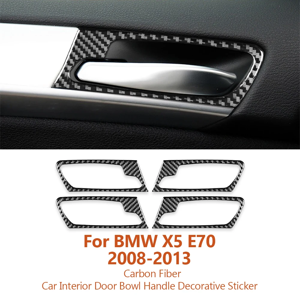 

For BMW X5 E70 X6 E71 2008-2013 Car-styling Carbon Fiber Car Interior Door Bowl Handle Frame Decorative Sticker Auto Accessories