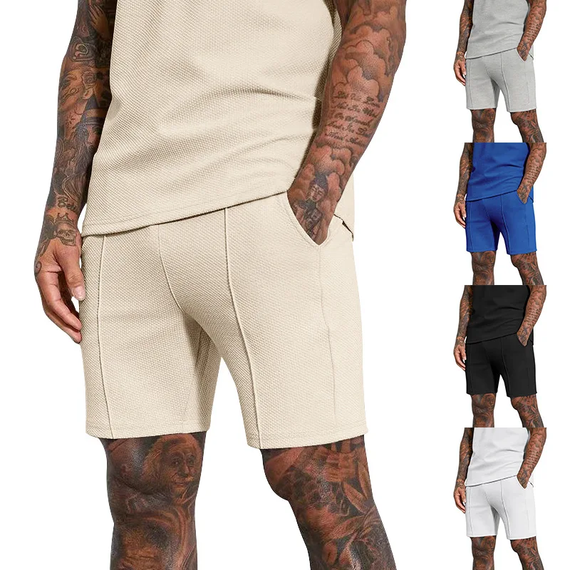 2024summer men\'s waffle casual breathable shorts plus size men\'s fifth pants loose shorts