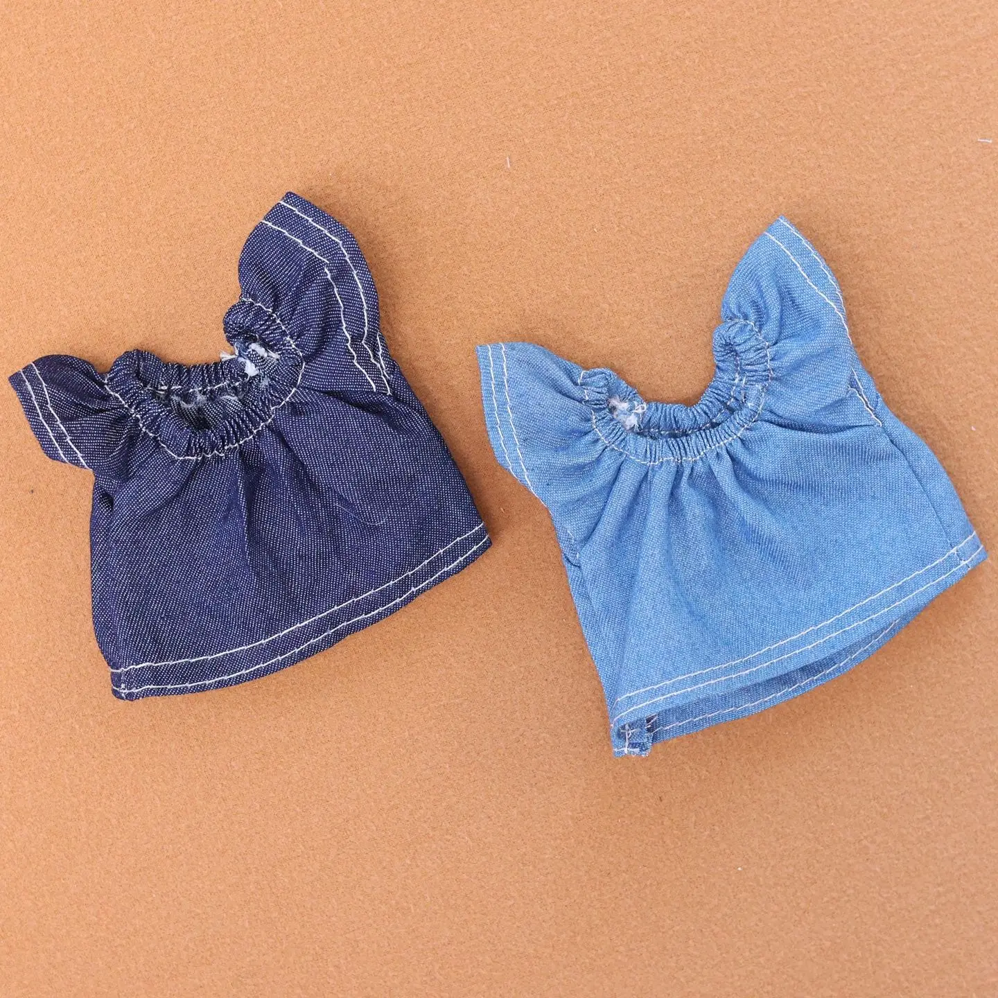 

10cm Denim Skirt and Plush Doll Top Labubu Vinyl Doll Clothes Replacement Set Clothes Labubu College Style Couple