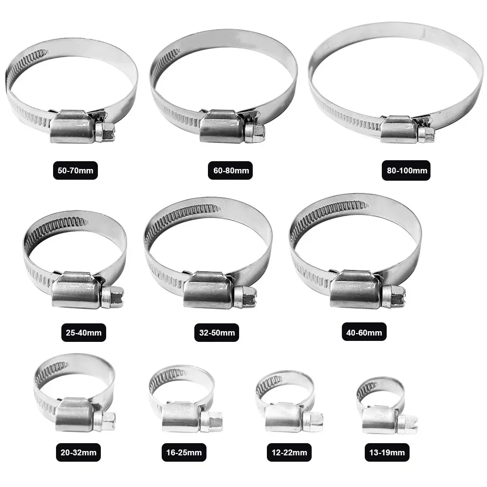 Stainless Steel Turbo Intercooler Silicone Hose Coupler Clamps Universal 12mm-100mm T-Bolt Exhaust Clamp Kit