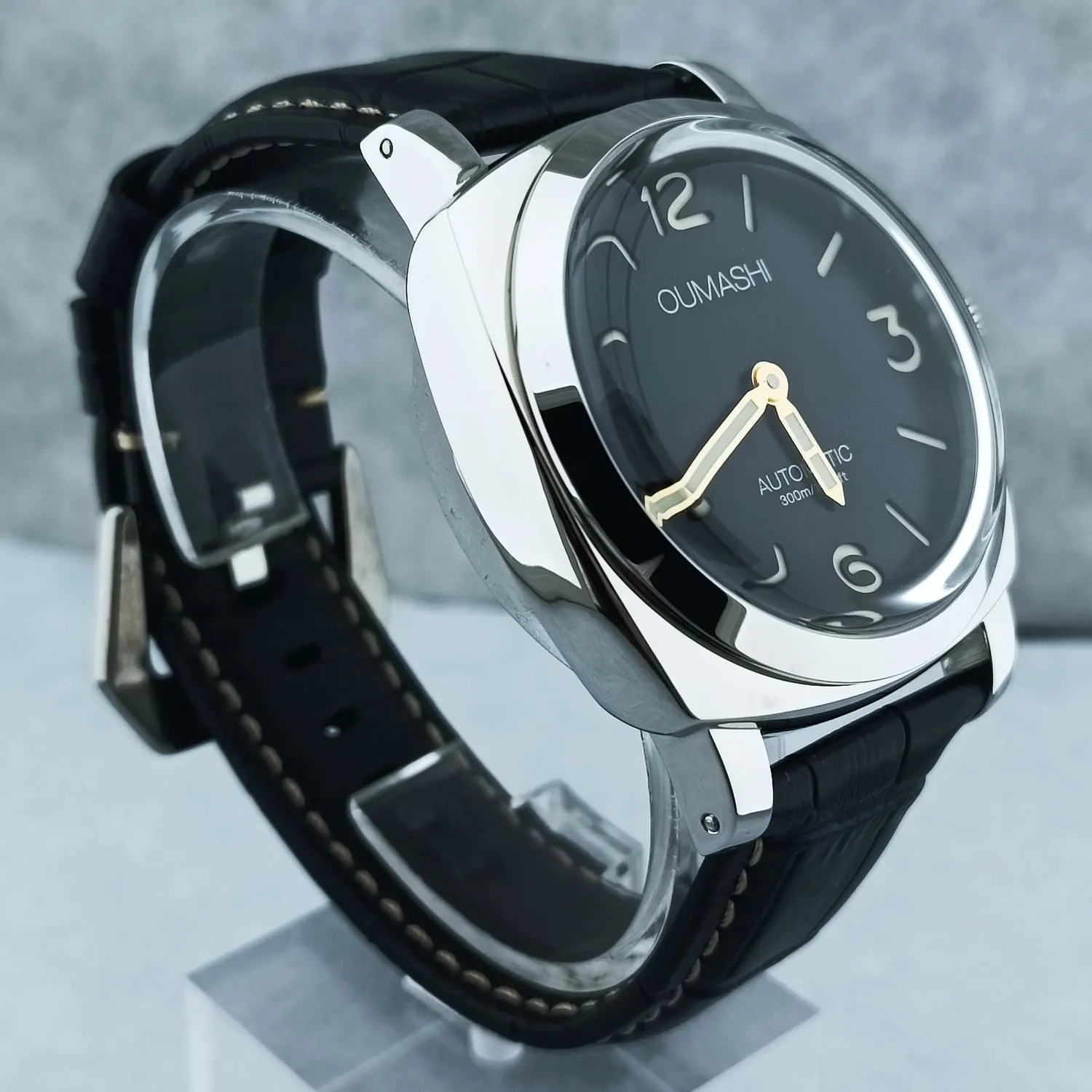 46 مللي متر ساعة رجالي دليل لف النورس ST3600 حركة الياقوت الزجاج مقاوم للماء 316L الفولاذ المقاوم للصدأ ساعة مخصصة