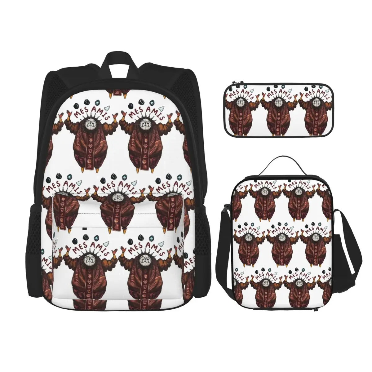 Esquie And Rock Friends Clair Obscur Expedition 33 Backpacks Bookbag School Bags Rucksack Lunch Bag Pen Bag Three-Piece Set