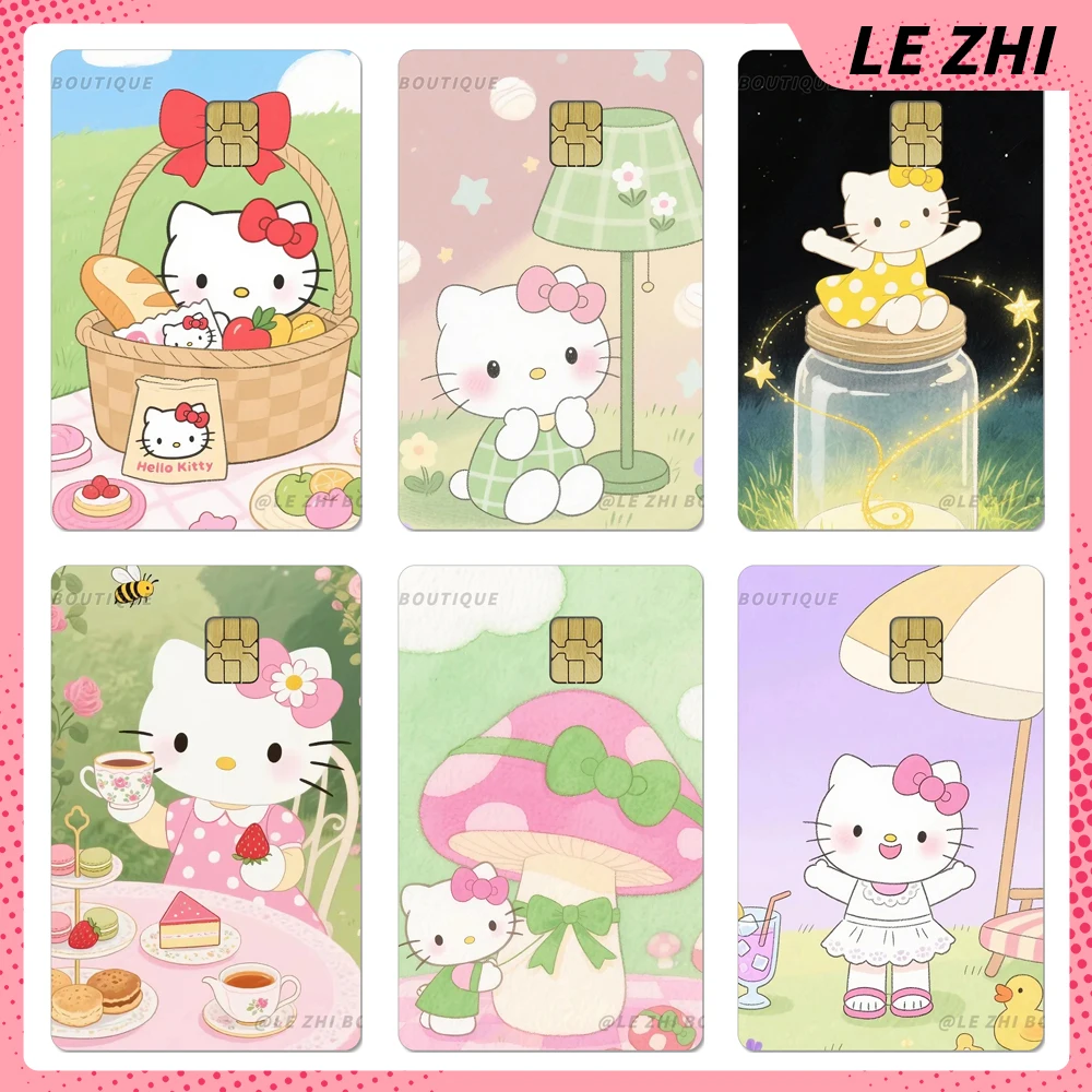 

Kawaii Hello Kitty Diy Waterproof Protective Shining Rainbow Star Love Film Sticker Credit Card Bank Bus Card Cover Sticker