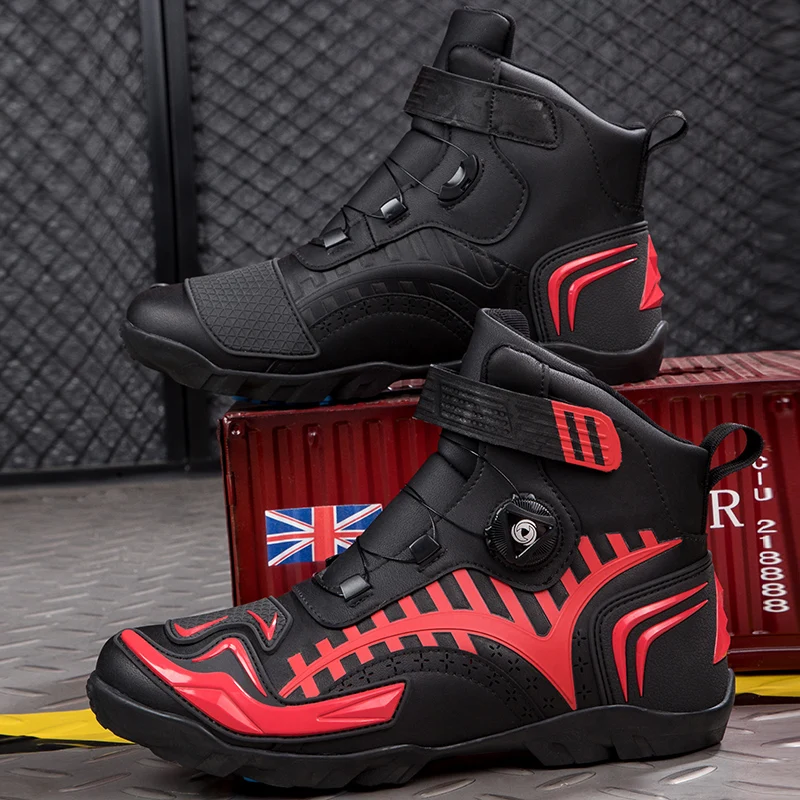 

Motorcycle protective boots fashion casual unisex four season high top anti slip breathable wear-resistant off-road riding shoes