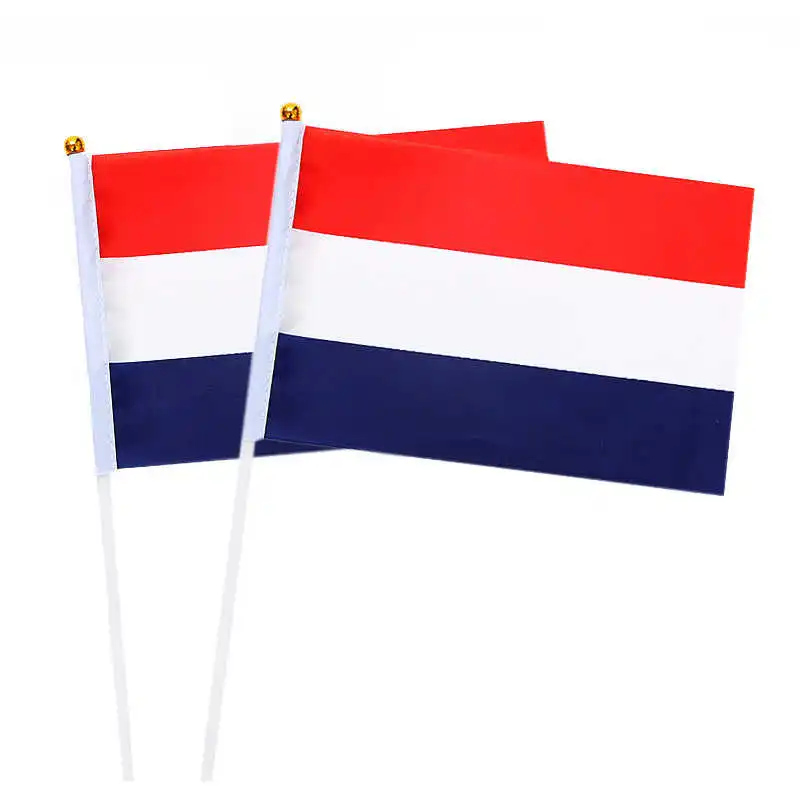 

10 Pack Netherlands Flag Holland Small Dutch Banner 14x21cm Mini Stick Plastic Flagpole Hand Held Flags Decoration Celebration