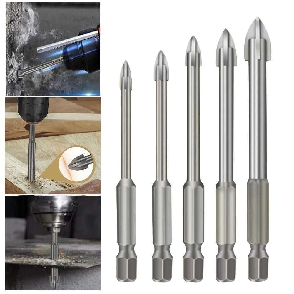 5pcs Drill Bits Set 3/4/5/6/8mm Efficient Universal Drilling Tool Multifunctional Cross Alloy Triangle Drill Bits Hole Opener