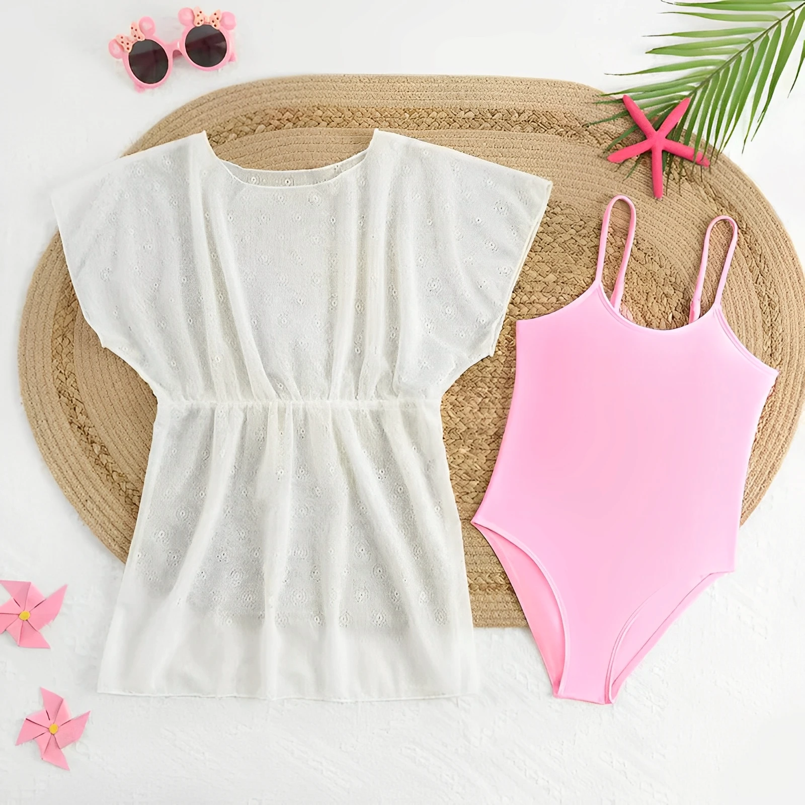 

2026 Girls Swimsuit One Piece With Kimono Kids Swimwear Children's Bathers Bathing Swimming Swim Suit Summer Beachwear