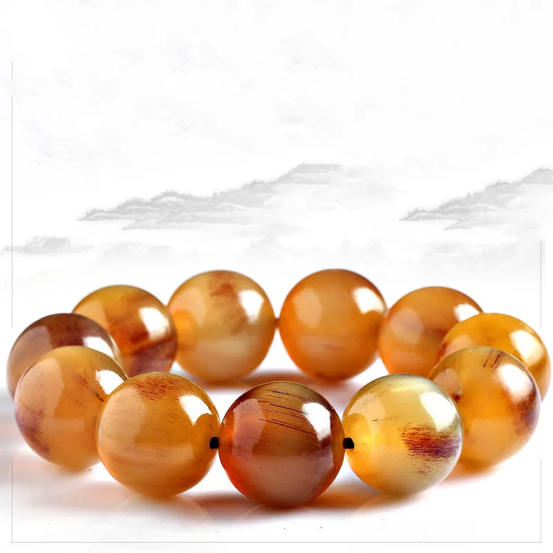 

Натуральные браслеты с натуральным рогом крови, пара бусин Будды, тибетский этнический стиль, круглая бусина, счастливая ручная веревка, Вэнь, игра, четки, бисер