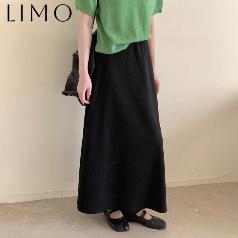 

LIMO Elegant High Waist A-Line Skirt Women Pure Color Slimming Flowy Midi Skirt Casual Office Wear Stretchy Soft Fabric 2025