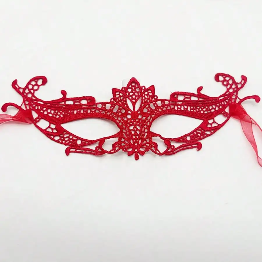 1 Stück Kreative Einfache Rote Spitzen-Augenmaske Unstrukturierte Karnevalsmaske Maskerade Halbgesichts-Spitzenmaske Party-Accessoire – Detail 4