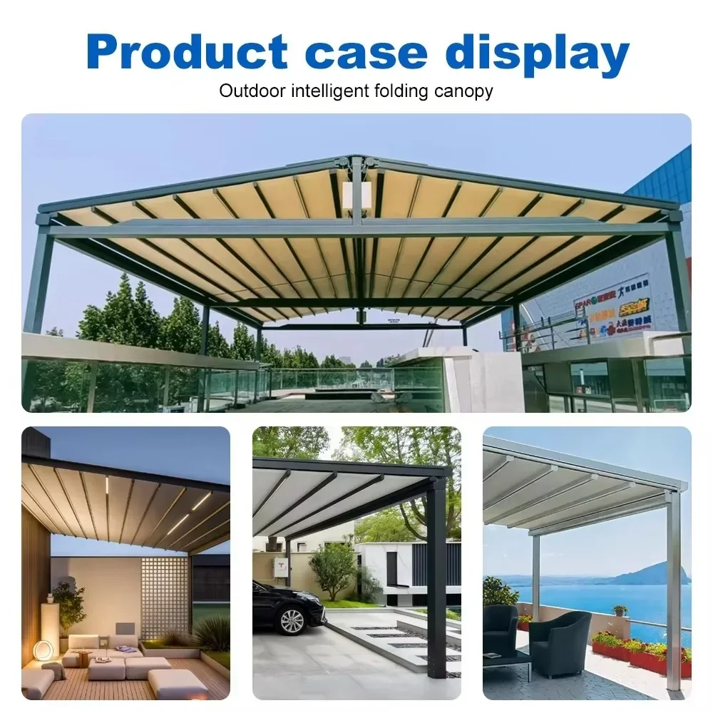 BJ K  Any Size Custom Aluminum Bioclimatic Pergola Compatible With Side Blinds Remote Louvers Water Privacy Outdoor Patio Sun Sh