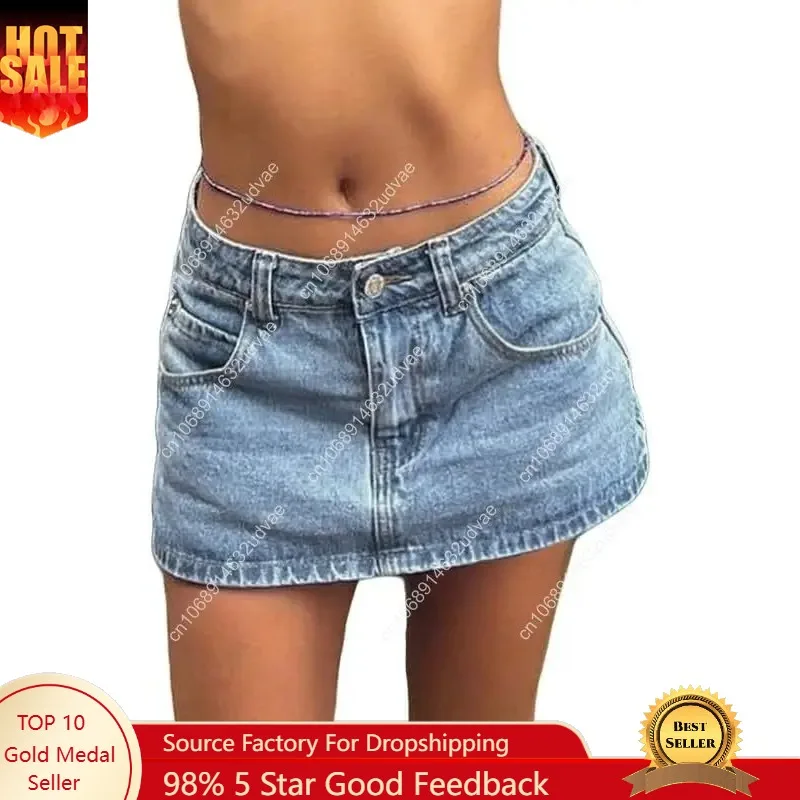 

Jean Skirts for Women Sexy Mid Waist Sexy Mini Dress 2025 Trendy Y2k Clothes Denim Skirt