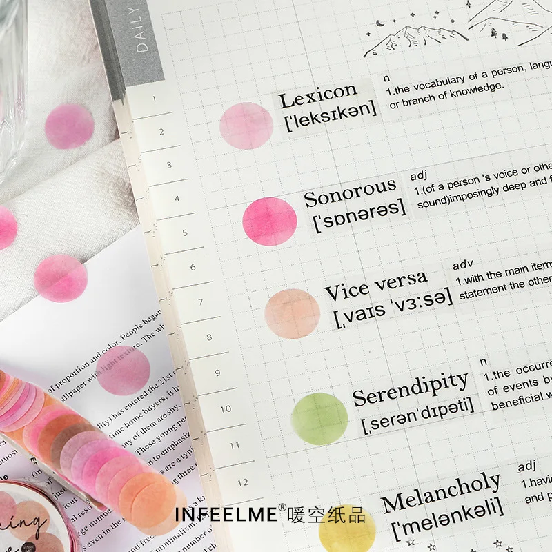 Office School Supplies Washi Tape Fruit Hard Candy Series Ins Fresh Dot Decorative Stickers 100 Pieces 8 Gifts Kawai Lovely