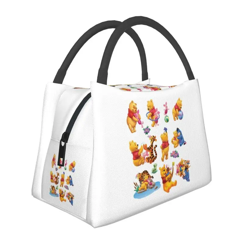 

Cartoon Winnie The Pooh Animation Insulated Lunch Tote Bag for Women Resuable Thermal Cooler Food Lunch Box Work Travel