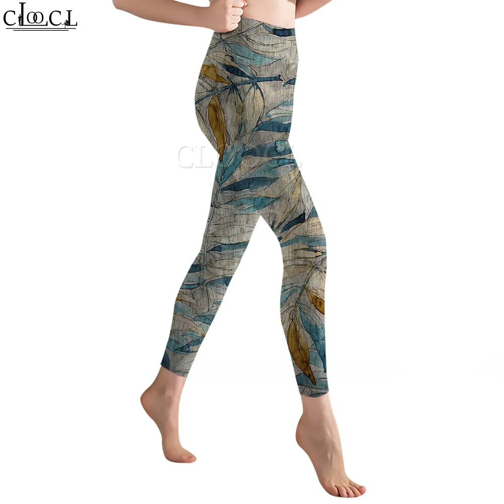 CLOOCL Neue Frauen Legging Vintage Blätter Muster 3D Gedruckt Hosen Hohe Taille Stretch Sport Legging Jogging Fitness Yoga Hosen