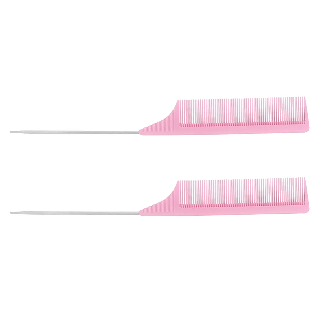 2 pcs Stainless Steel Hair Combs Durable Carbon Fiber Design For Salon Barber Home Use Smooth Scalp Massage Comb Picking Pin