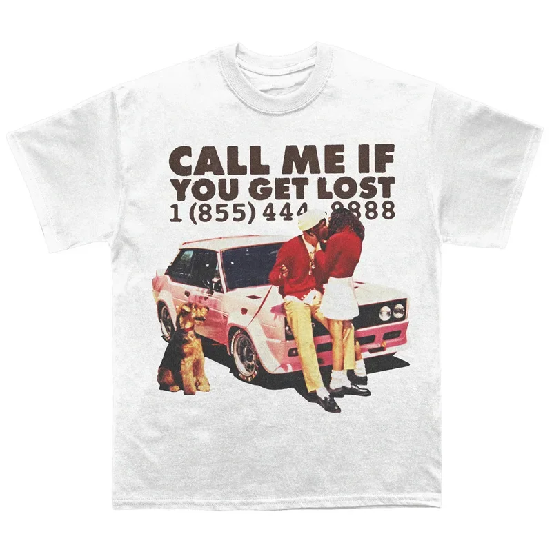 Summer 2025 Y2K Tyler the Creator Call Me If You Crew Neck Short Sleeve T-Shirt Cotton Non-Established Brand Chinese Origin