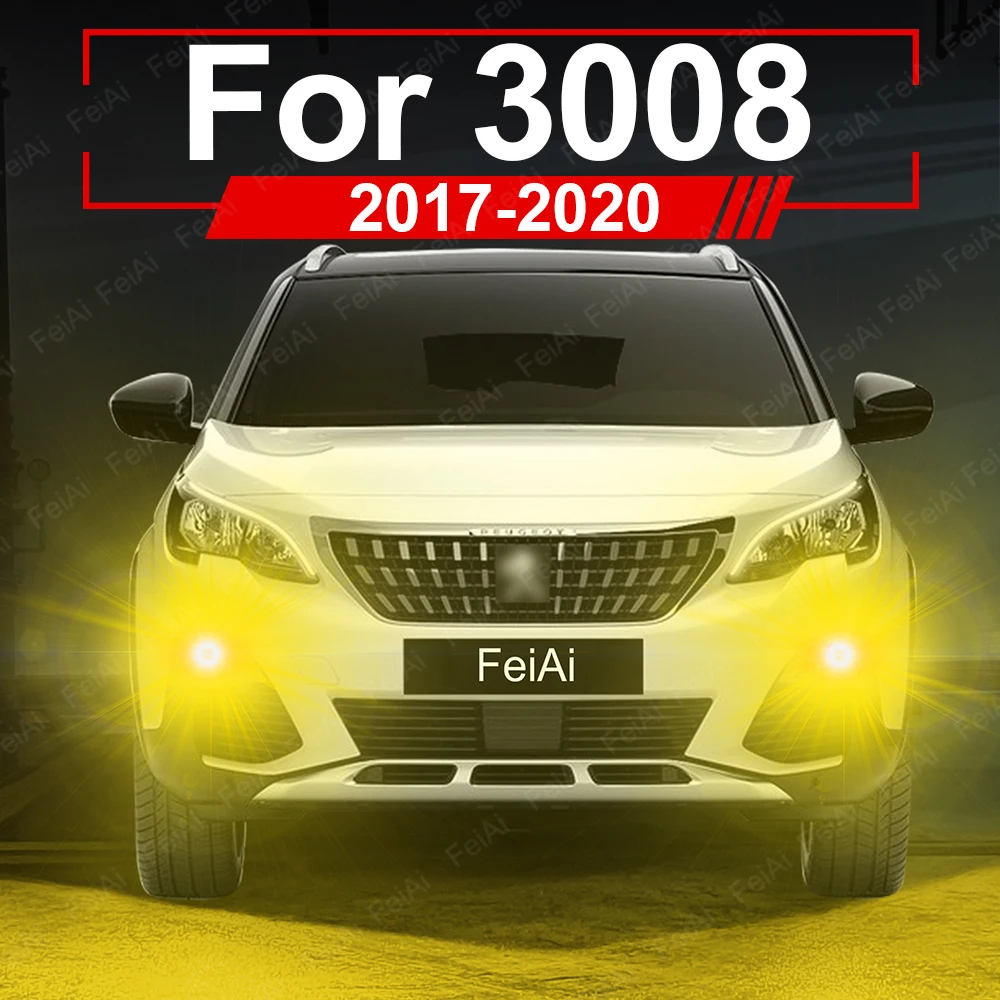 الجبهة LED أضواء الضباب لبيجو 3008 2017 2018 2019 2020 3008 LED مصابيح الضباب ثنائي اللون أبيض أصفر الليمون الأخضر وامض #1