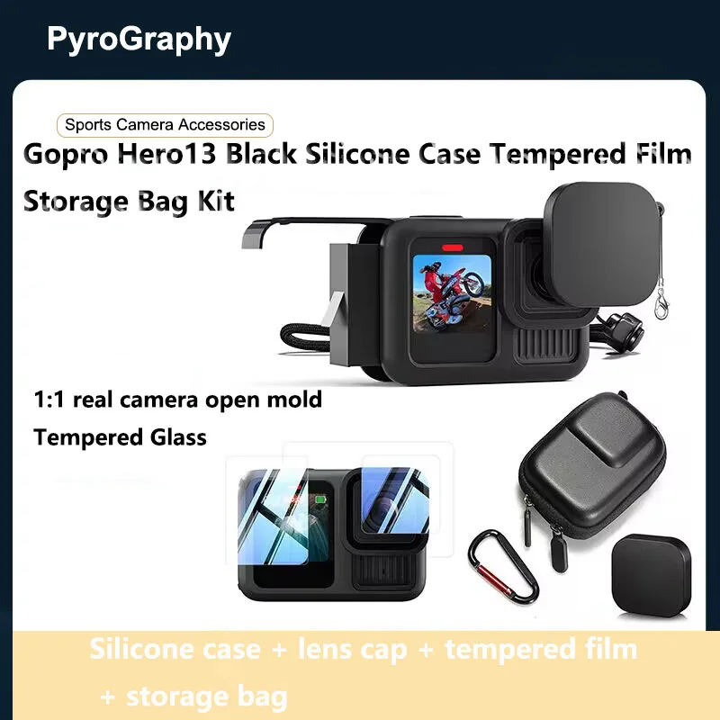 

PyroGraphy Silicone Protective Case&Lens Protective Cap Scratch-proof Tempered Films Storage Bag Kit 360° Care for Gopro Hero 13