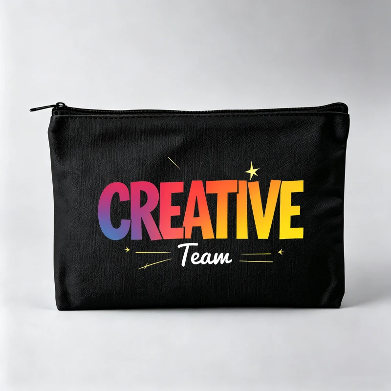 Women's Typography Print Makeup Bag, Creative Graphic Cosmetic Pouch for Daily Use