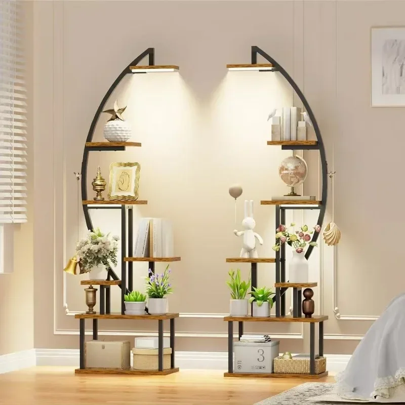 Indoor flower stand living room balcony shelf steel and wood structure floor-to-ceiling flower stand hot-sellinghousehold goods