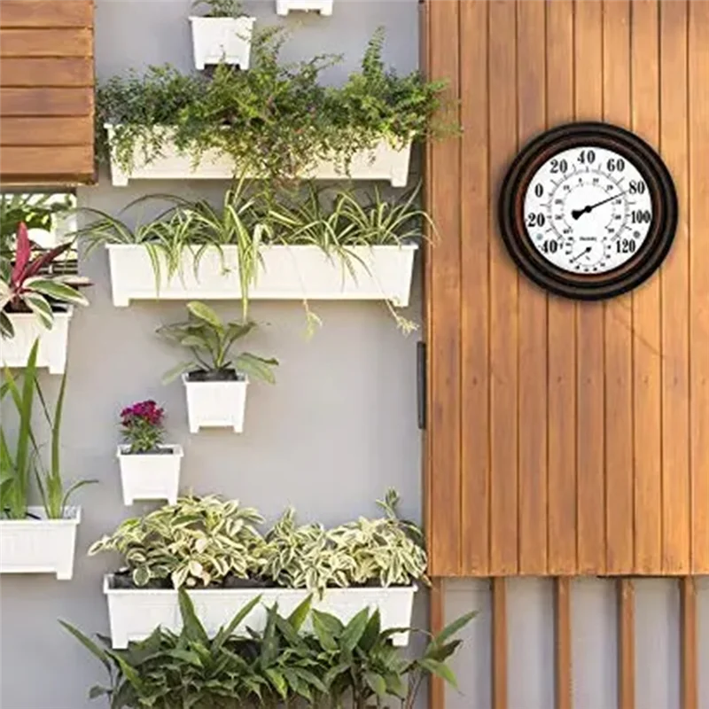 T82C Hot Sale-20Cm Antique Indoor Outdoor Thermometer Hygrometer Temperature Humidity Meter Wall Clock Thermometer For Home Deco