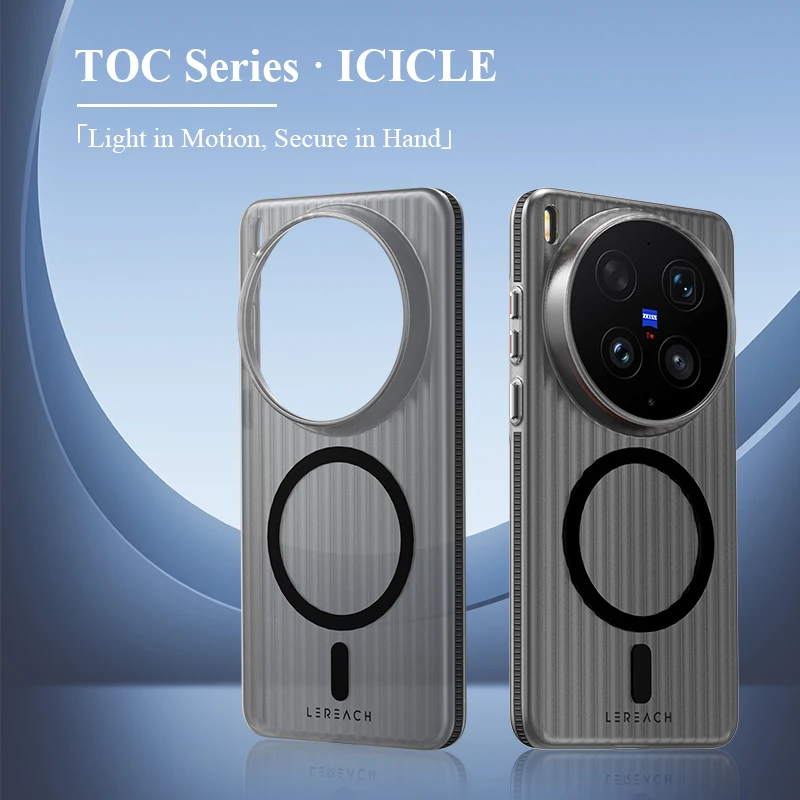 

LeReach For Vivo X300 Ultra 5G Case TOC ICICLE Magnetic Case Micron-Level Frosted 3D Anti-Slip Side Grips Protection Cover Case