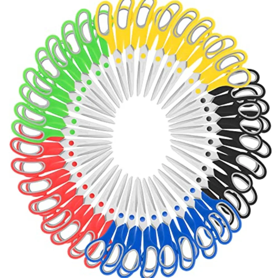 

Scissors Bulk 40-Pack 8" All Purpose Scissors Soft Comfort-Grip Stainless Steel Sharp Shears for School Supplies Office Desk Ho
