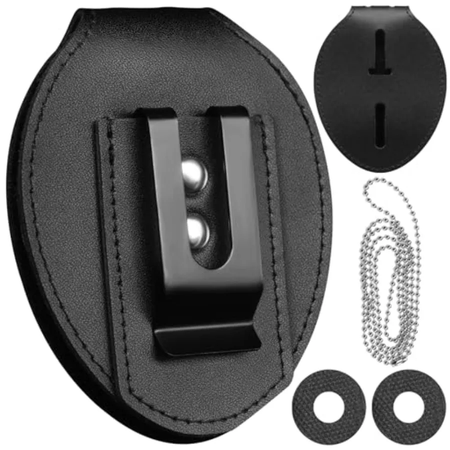 

Универсальный держатель для полицейского бейджа из воловьей кожи с металлическим зажимом и цепочкой из бусин для шерифов и сотрудников службы безопасности