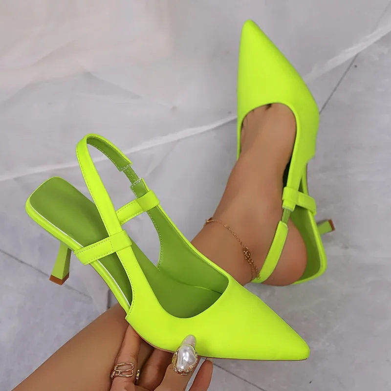 

2026 Summer New Pointed Toe High Heels for Woman Fashion Solid Color Simple Closed Toe Casual Thin Heel Women Sandalias De Mujer