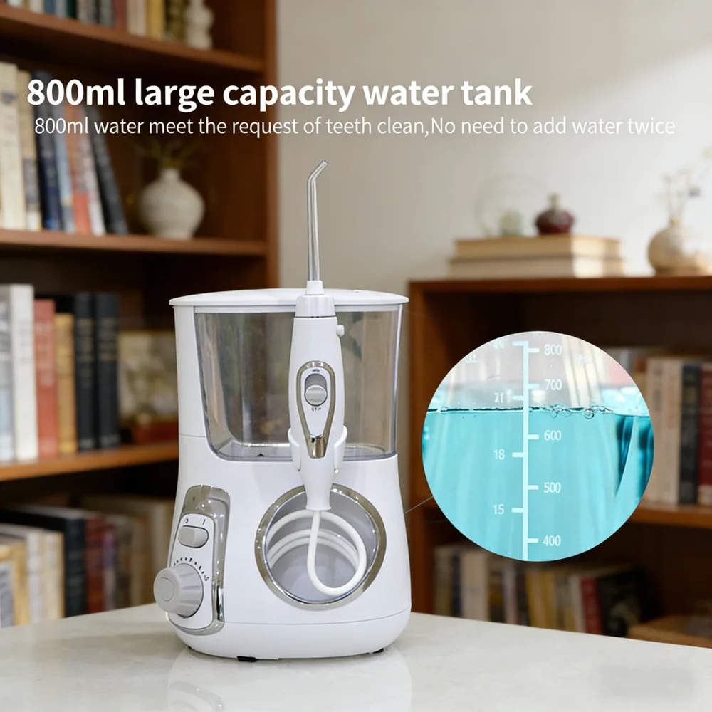 

Настольный ирригатор большой емкости 800 мл, сверхудобный для домашнего использования, водонепроницаемый IPX7, для очистки грубой