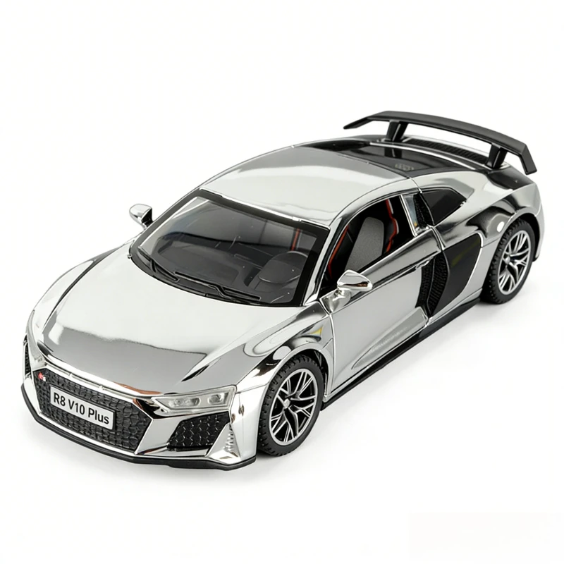 

Модель спортивного автомобиля R8 из сплава с гальваническим покрытием, масштаб 1:32, коллекционная модель для декора рабочего стола, игрушечная машинка для мальчиков