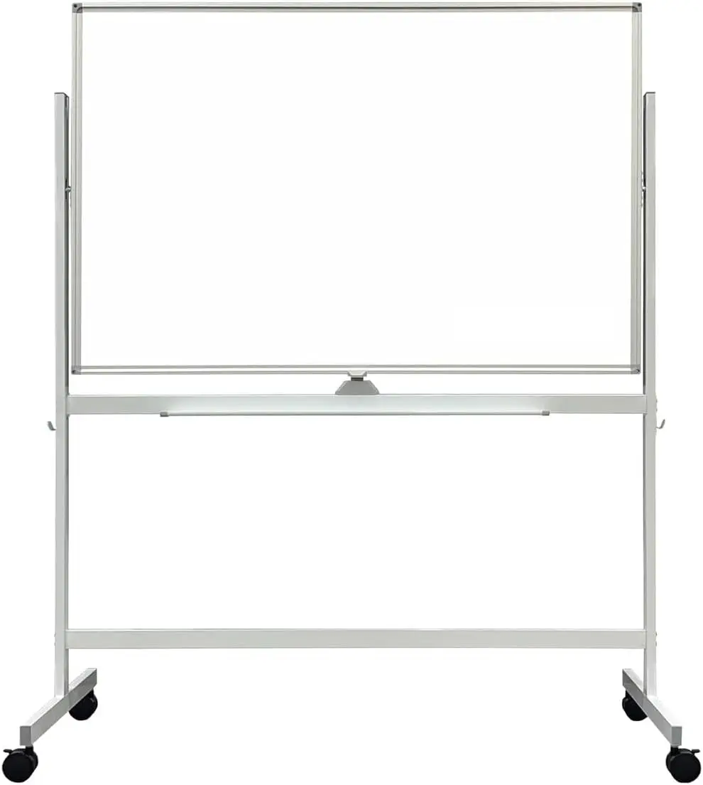 

Регулируемая магнитная доска для сухого стирания, 48x32 дюйма, с блокируемой подставкой на колесиках, двусторонняя белая доска для офиса или дома