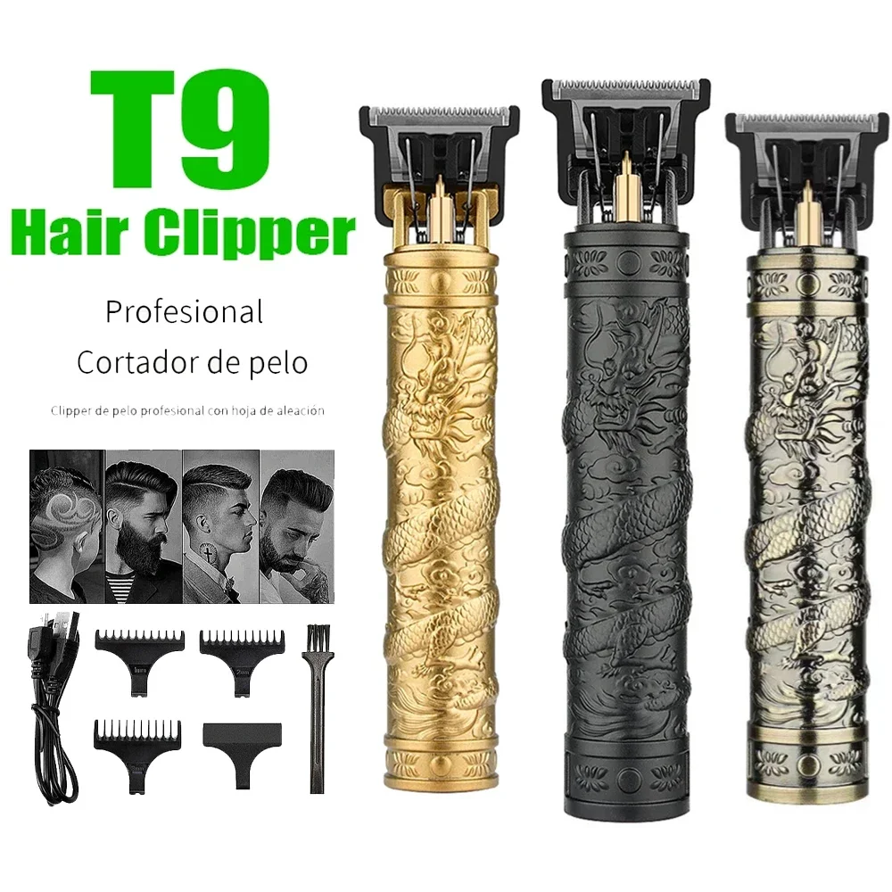 2024 New Vintage T9 Hair Cutting Machine Men's Electric Shaver Rechargeable Hair Trimmer Beard Clipper Barber Hair Cut Hot Sale