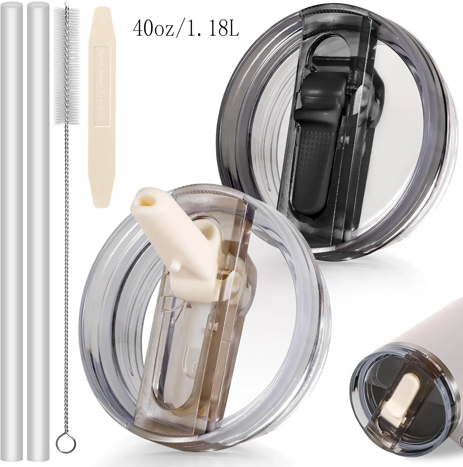 1PC 40oz Flip Straw Leak Proof Lid for Stanley Cup Accessories, 40 oz Tumbler Detachable Cover Topper for Stanley Protour Lids