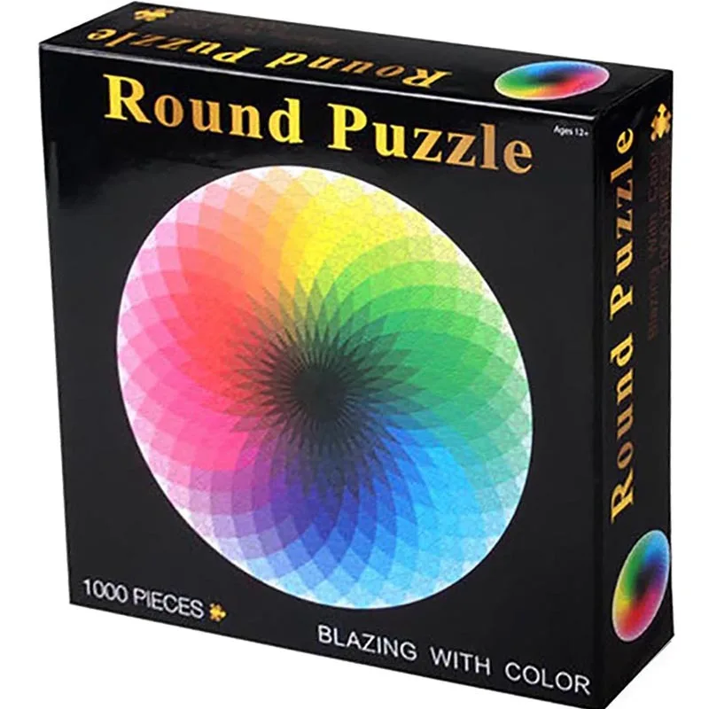 

1000pcs/set Colorful Rainbow Round Geometrical Photopuzzle Adult Kids DIY Educational Toy Jigsaw Puzzle Paper