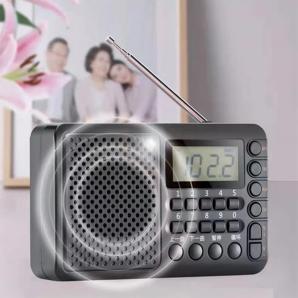 Portable FM/AM/SW Receiver with LED Screen Display MP3 Music Player Support TF Card USB Drive Gifts for Seniors Elderly