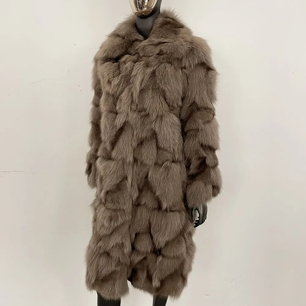

Long Real Fox Fur Coat Lady Streetwear Warm Natural Fox Fur Jacket Women Thick European Fashion Winter New Outerwear